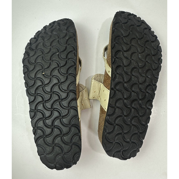 Betula Birkenstock Bombay Leaf Studded Sandals Womens 9 EU 40 Beige Cream Slides - Picture 15 of 16